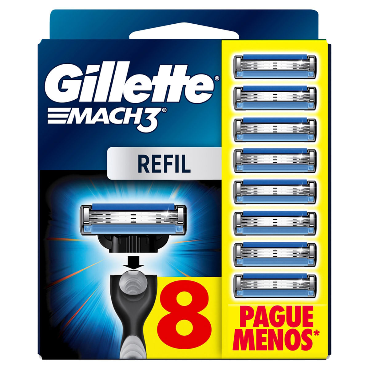Carga para Aparelho de Barbear Gillette Mach3 8 Unidades