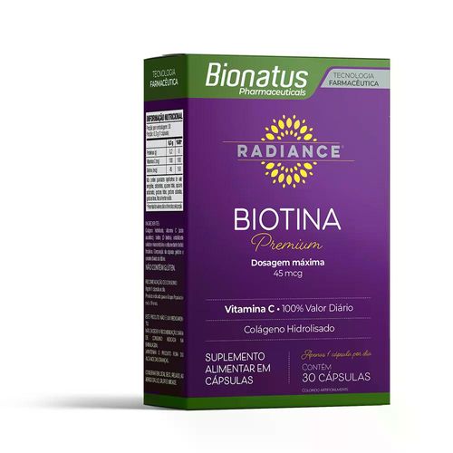 BIOTINA RADIANCE PREMIUM 45MCG 30 CAPSULAS BIONATUS