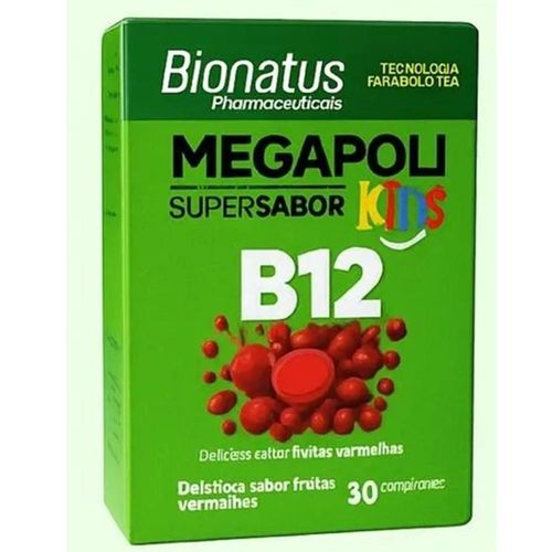 MEGAPOLI KIDS B12 FRUTAS VERMELHAS 30 CPR MASTIGAVEIS