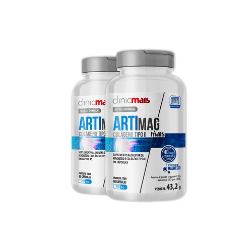 Kit 2 ARTIMAG Colágeno tipo II ClinicMais 60 cápsulas