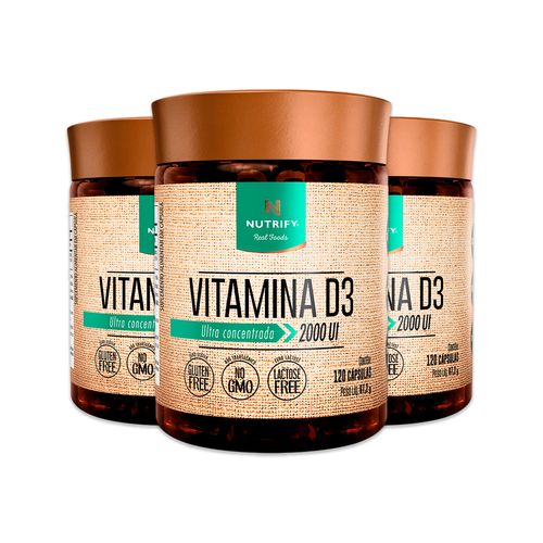 Kit 3 Vitamina D3 2000UI 120 Cápsulas Nutrify Kit 3 Vitamina D3 2000UI 120 Cápsulas Nutrify