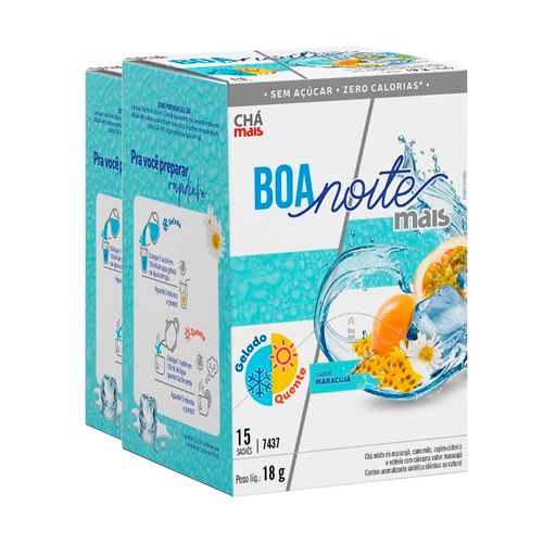 Kit 2 Chá Gelado CháMais Boa Noite Mais Maracujá 15 Sachês