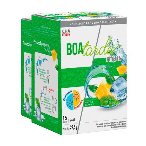 Kit 2 Chá Gelado CháMais Boa Tarde Mais Hortelã e Abacaxi 15 Sachês Kit 2 Chá Gelado CháMais Boa Tarde Mais Hortelã e Abacaxi 15 Sachês