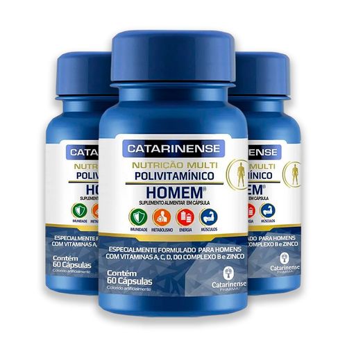 Kit 3 Multipolivitamínico Homem Catarinense 60 Cápsulas Kit 3 Multipolivitamínico Homem Catarinense 60 Cápsulas