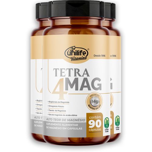Kit 3 Tetra 4 Mag Unilife 90 Cápsulas Suplemento Alimentar