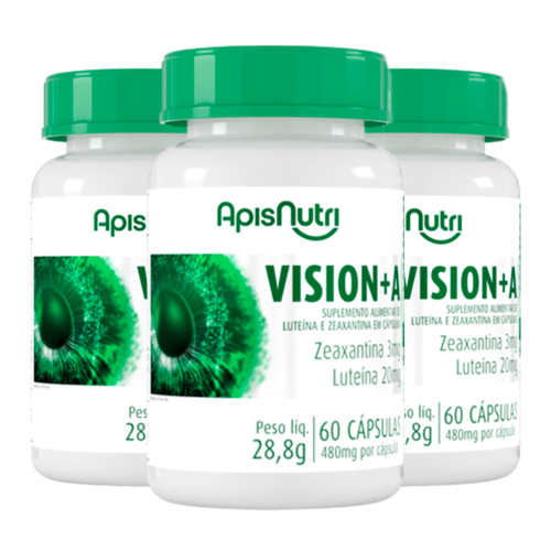 Kit 3 Vision+A Luteína e Zeaxantina Apisnutri 60 cápsulas