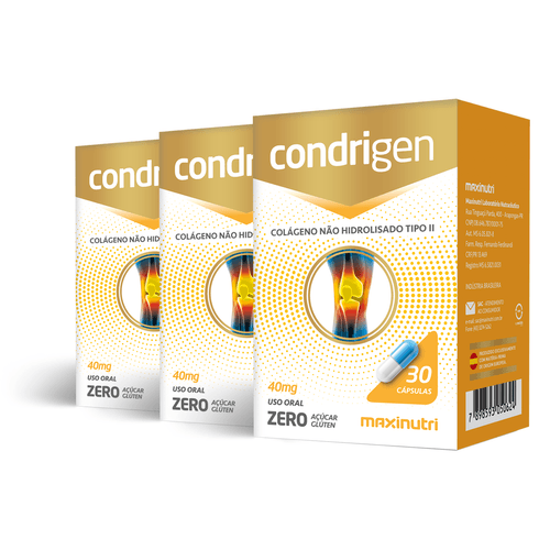 Kit 3 Condrigen Colágeno Tipo 2 Maxinutri 30 Cápsulas Kit 3 Condrigen Colágeno Tipo 2 Maxinutri 30 Cápsulas