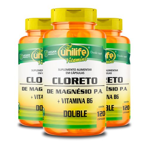 Kit 3 Cloreto de Magnésio P.A Unilife 120 cápsulas