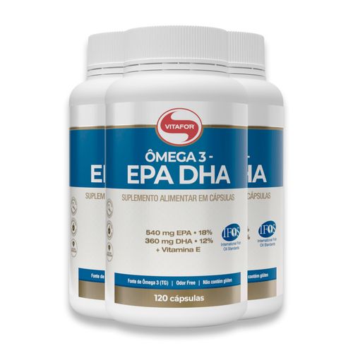 Kit 3 Ômega 3 EPA DHA Vitafor 120 Cápsulas Kit 3 Ômega 3 EPA DHA Vitafor 120 Cápsulas