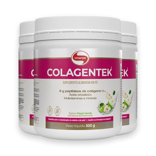 Kit 3 Colagentek Vitafor 300g Maçã Verde Kit 3 Colagentek Vitafor 300g Maçã Verde