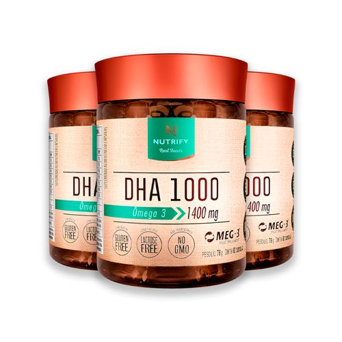 Kit 3 Ômega 3 DHA 1000 1400mg Nutrify 60 Cápsulas