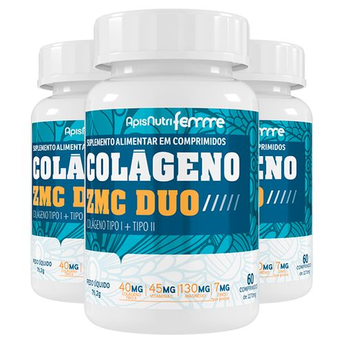 Kit 3 Colágeno ZMC Duo Apisnutri 60 Comprimidos Kit 3 Colágeno ZMC Duo Apisnutri 60 Comprimidos