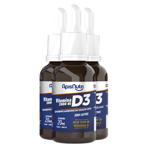 Kit 3 Vitamina D3 em Gotas Apisnutri 20ml