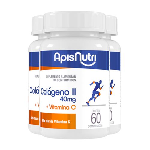 Kit 3 Colágeno Tipo II + Vita C Apisnutri 60 Comprimidos Kit 3 Colágeno Tipo II + Vita C Apisnutri 60 Comprimidos