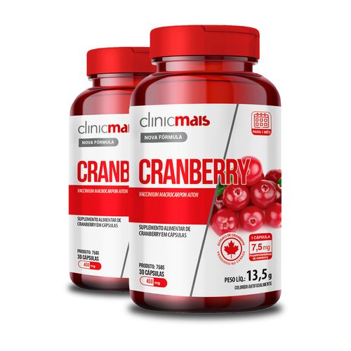Kit 2 Cranberry ClinicMais 30 Cápsulas 450mg