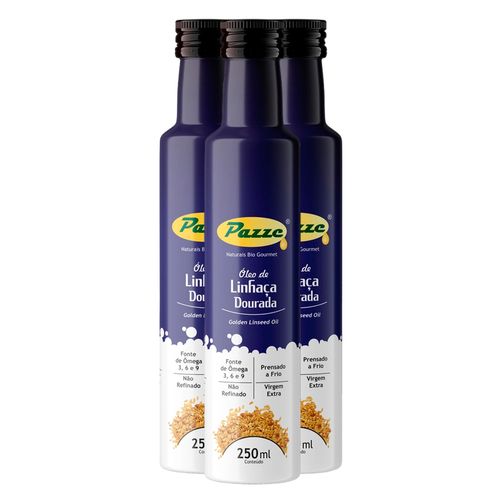 Kit 3 Óleo de Linhaça Dourada Extra Virgem Pazze 250ml Kit 3 Óleo de Linhaça Dourada Extra Virgem Pazze 250ml