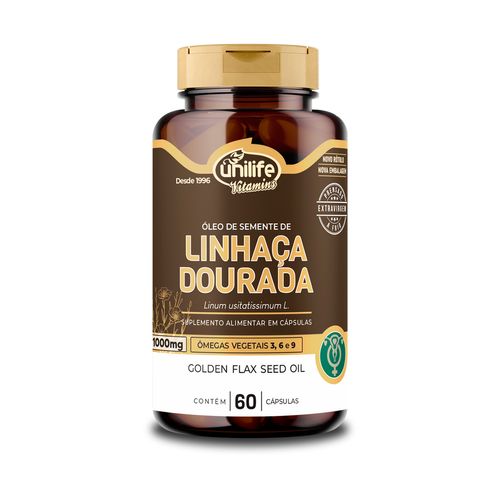 Óleo de Semente de Linhaça Dourada 1000mg Unilife 60 Cápsulas