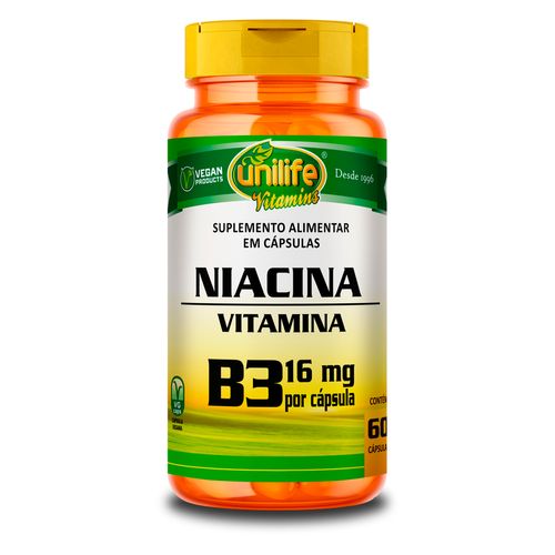 Vitamina B3 Niacina Unilife 60 Cápsulas