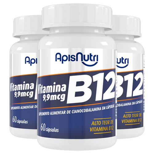 Kit 3 Vitamina B12 Apisnutri 60 cápsulas Kit 3 Vitamina B12 Apisnutri 60 cápsulas
