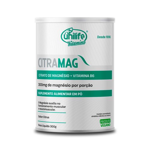 Citramag Magnésio + B6 Unilife 300g Sabor Citrus Citramag Magnésio + B6 Unilife 300g Sabor Citrus
