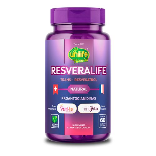 Trans Resveratrol Resveralife Unilife 60 Cápsulas