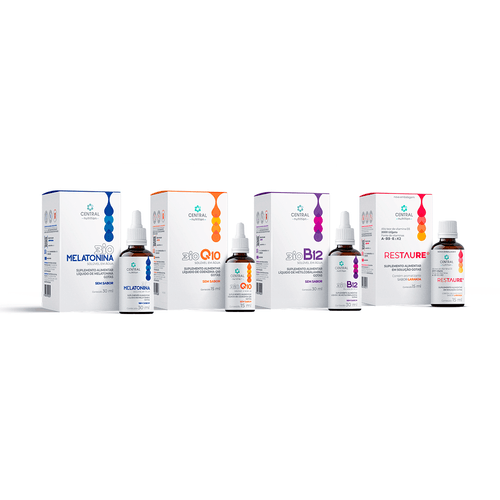 Kit Saúde Integral em Gotas (BioQ10 - Gotas + BioB12 - Gotas + RESTAURE® - Gotas + BioMelatonina)