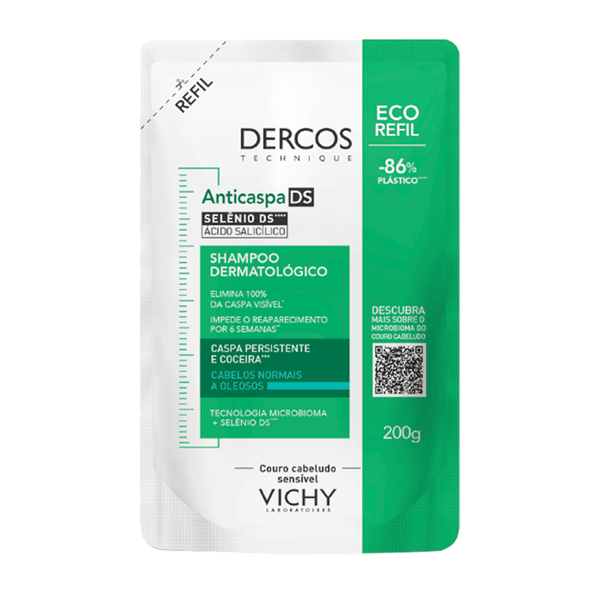 Shampoo Vichy Dercos DS Anticaspa para Cabelos Normais a Oleosos 200g Refil