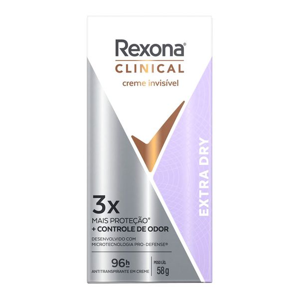 Desodorante Antitranspirante Rexona Clinical Extra Dry 58g Creme