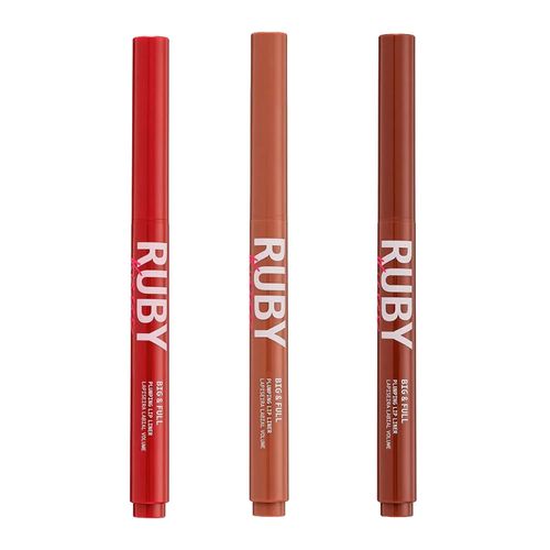 Lapiseira Labial Volume Big & Full 3 unid Nude Pink, Deep Red e Nude - Ruby Kisses