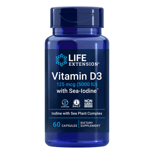 Vitamina D3 5000ui com Iodo Marinho 60 Cápsulas Life Extension Vitamina D3 5000ui com Iodo Marinho 60 Cápsulas Life Extension