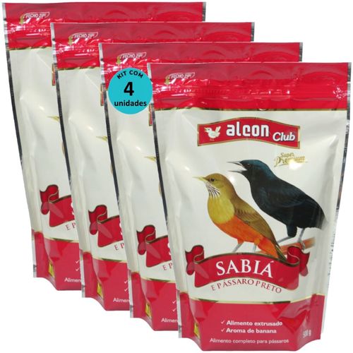 ALCON CLUB SABIÁ E PÁSSARO PRETO SUPER PREMIUM 500G KIT COM 4