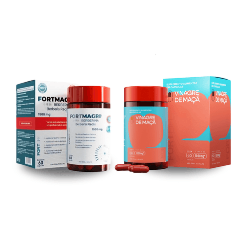 Kit Fortmagri 1500mg + Vinagre De Maçã Fortlife 60 Cápsulas Kit Fortmagri 1500mg + Vinagre De Maçã Fortlife 60 Cápsulas