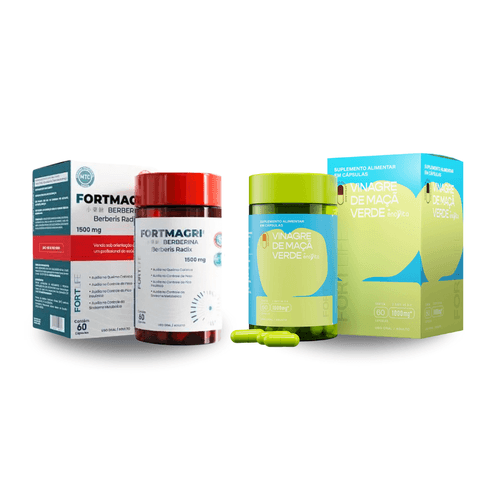 Kit Fortmagri 1500mg + Vinagre De Maçã Verde Fortlife 60 Cápsulas Kit Fortmagri 1500mg + Vinagre De Maçã Verde Fortlife 60 Cápsulas