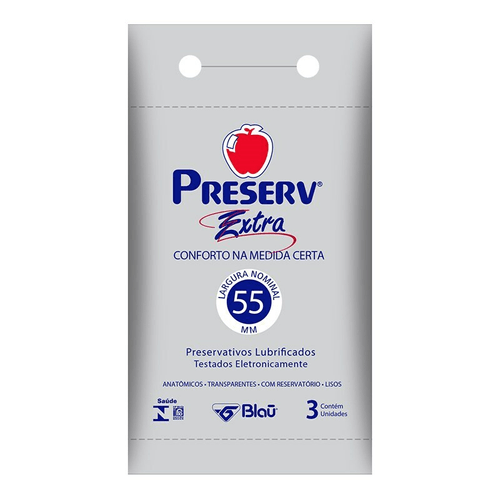 Preservativo Preserv Extra com 3 Unidades Preservativo Preserv Extra com 3 Unidades