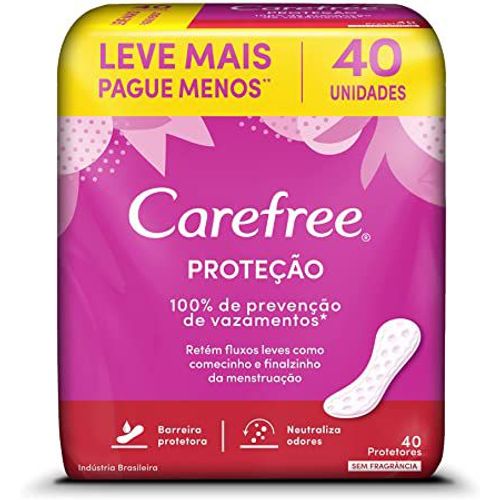 Absorvente Carefree Proteção Sem Perfume com 40 Unidades Absorvente Carefree Proteção Sem Perfume com 40 Unidades