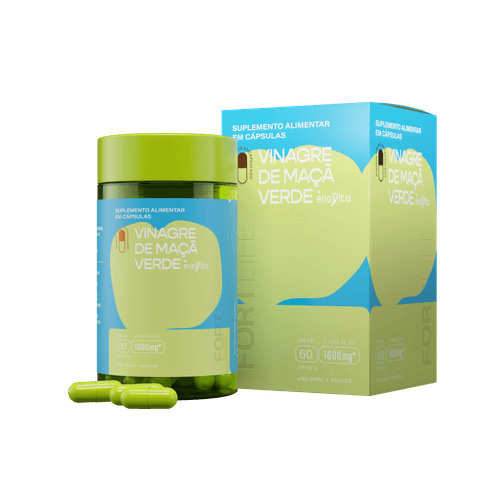 Vinagre de Maçã Verde + Enovita 1000mg 60 Cápsulas FortLife Vinagre de Maçã Verde + Enovita 1000mg 60 Cápsulas FortLife
