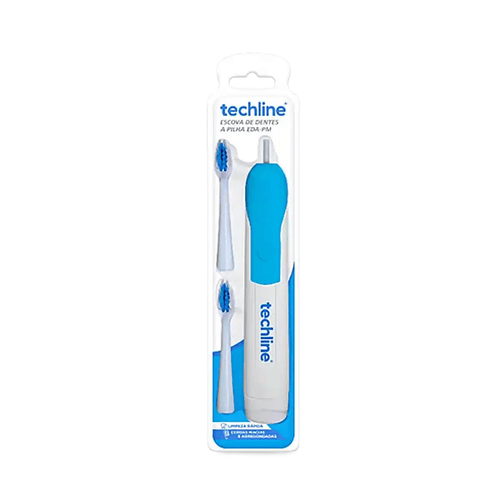 Escova Dental Elétrica Adulto Azul Techline Escova Dental Elétrica Adulto Azul Techline