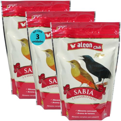ALCON CLUB SABIÁ E PÁSSARO PRETO SUPER PREMIUM 500G KIT COM 3 ALCON CLUB SABIÁ E PÁSSARO PRETO SUPER PREMIUM 500G KIT COM 3