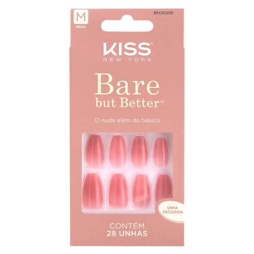 Unha Postiça Sem Cola Bare But Better Nude Nude - Kiss New York Rosa