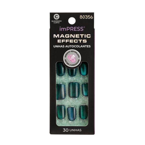 Unha Postiça imPress Magnetic Effects Better Things - Kiss New York Verde escuro Unha Postiça imPress Magnetic Effects Better Things - Kiss New York Verde escuro