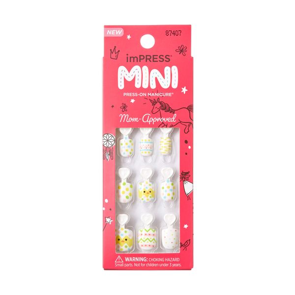 Unha Postiça imPress Mini Infantil EGGcelent Day - Kiss New York Multicolorido
