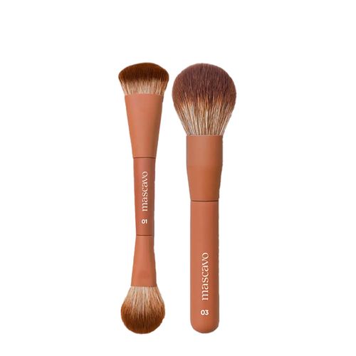 Kit Mascavo Pro Series Pincel de Maquiagem Duplo para Rosto + Pincel de Maquiagem Multifuncional Kit