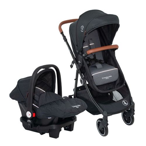 Carrinho com Bebê Conforto Travel System Aria Preto - Premium Baby