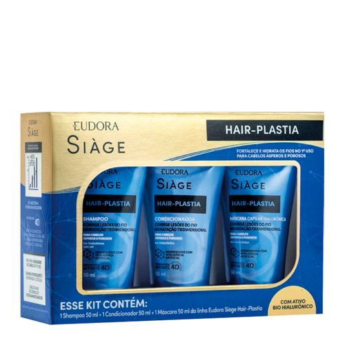 Kit Eudora Siàge Hair Plastia Shampoo 50ml + Condicionador 50ml + Máscara 50ml Kit Kit Eudora Siàge Hair Plastia Shampoo 50ml + Condicionador 50ml + Máscara 50ml Kit
