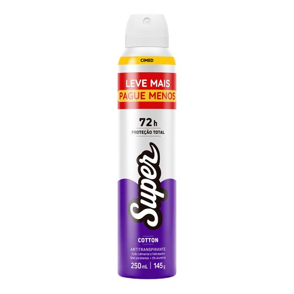 Desodorante Antitranspirante Super Cotton 72h 250ml Aerossol