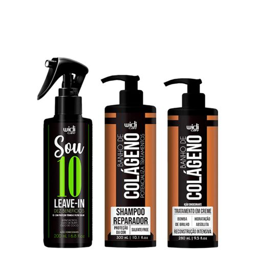 Kit Widi Care Banho de Colágeno Shampoo 300ml + Leave-in 200ml + Tratamento Banho de Colágeno 280ml Kit