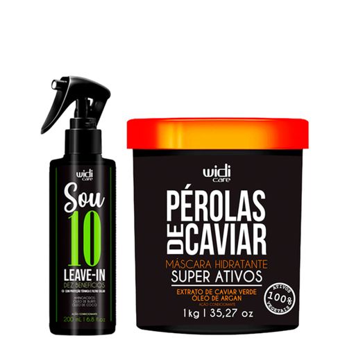 Kit Widi Care Pérolas de Caviar Máscara 1000ml + Leave-In Sou 10 200ml Kit