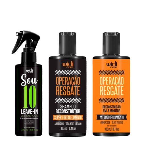 Kit Widi Care Operação Resgate Shampoo 300ml + Máscara 300ml + Leave-In Sou 10 200ml Kit