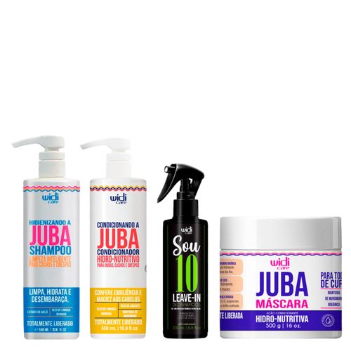 Kit Widi Care Higienizando a Juba Shampoo 500ml + Condicionador 500ml + Máscara 500ml + Leave-In Sou 10 200ml Kit