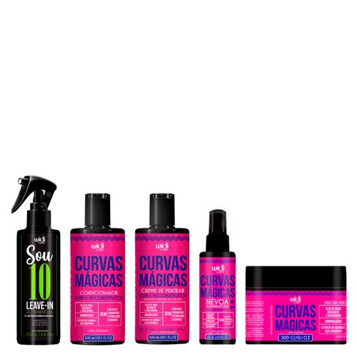Kit Widi Care Curvas Mágicas Leave-in 200ml + Névoa Iluminadora 60ml + Creme de Pentear 300ml + Máscara 300g + Condicionador 300ml Kit Kit Widi Care Curvas Mágicas Leave-in 200ml + Névoa Iluminadora 60ml + Creme de Pentear 300ml + Máscara 300g + Condicionador 300ml Kit